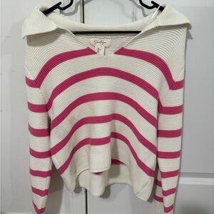 Striped Pink and White Women's Sweater